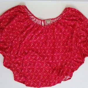 Lucky Brand Poncho Women's Boho Ikat Top Size M